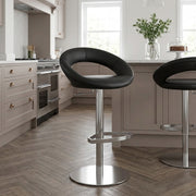 Real Leather Crescent Bar Stool Black
