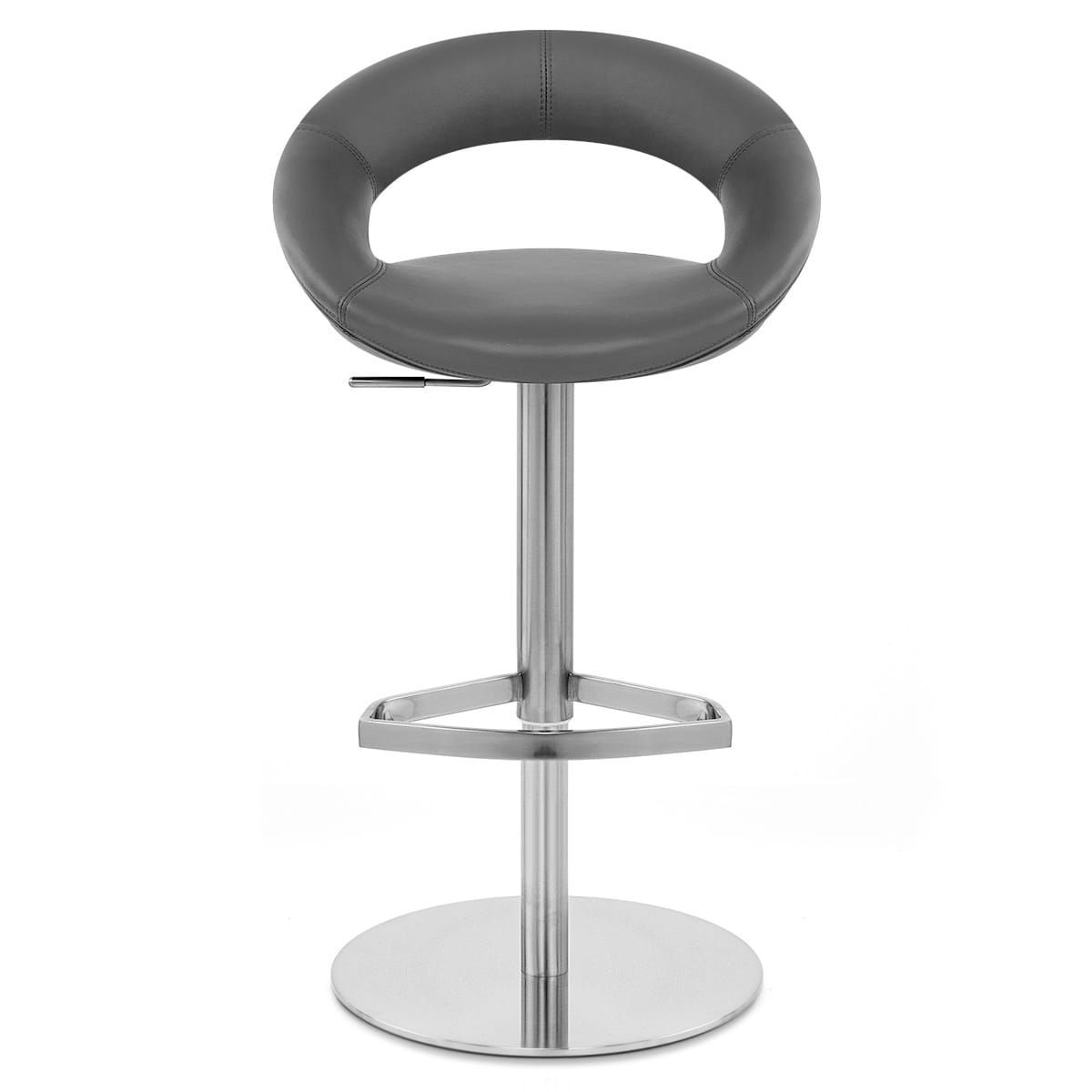 Real Leather Crescent Bar Stool Grey