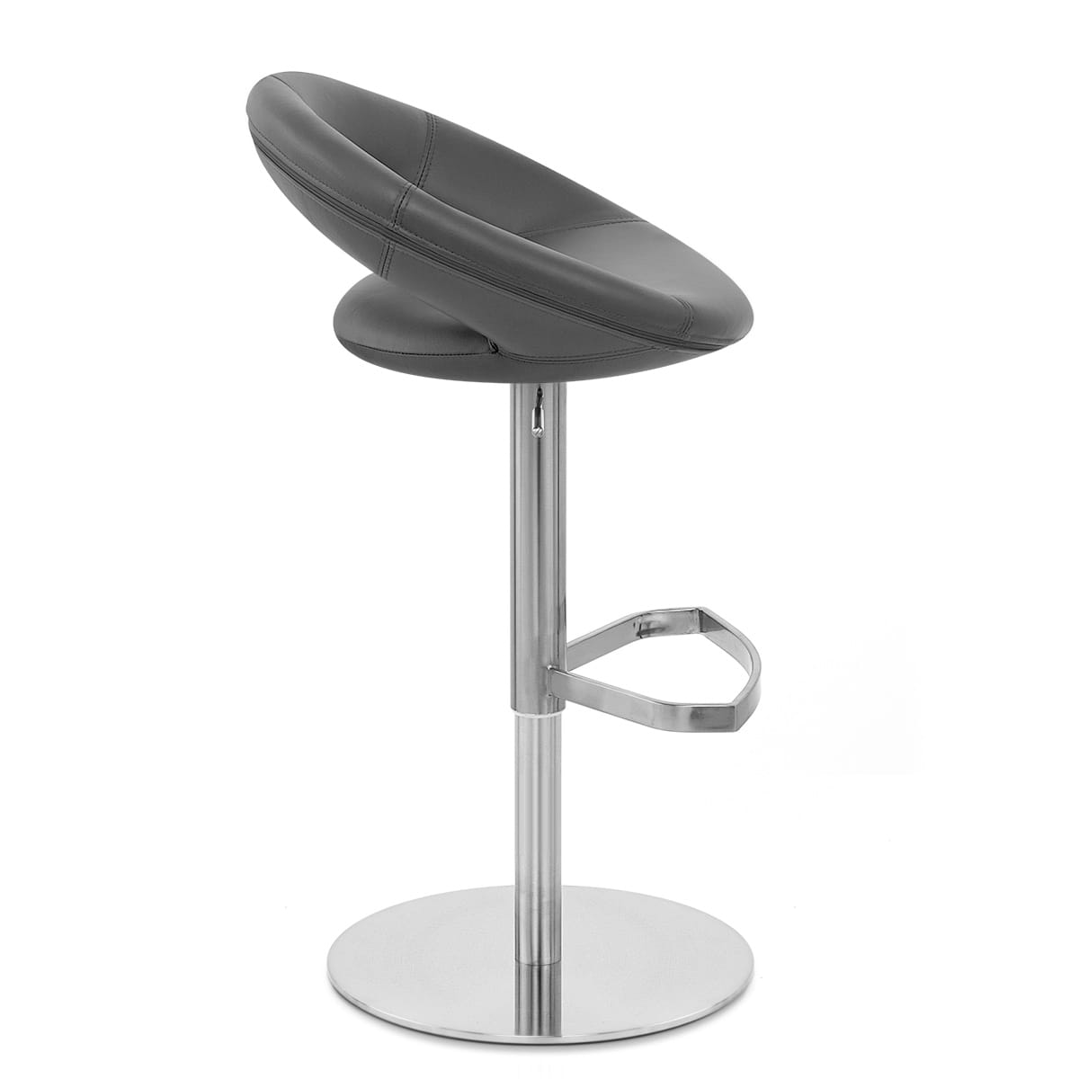 Real Leather Crescent Bar Stool Grey