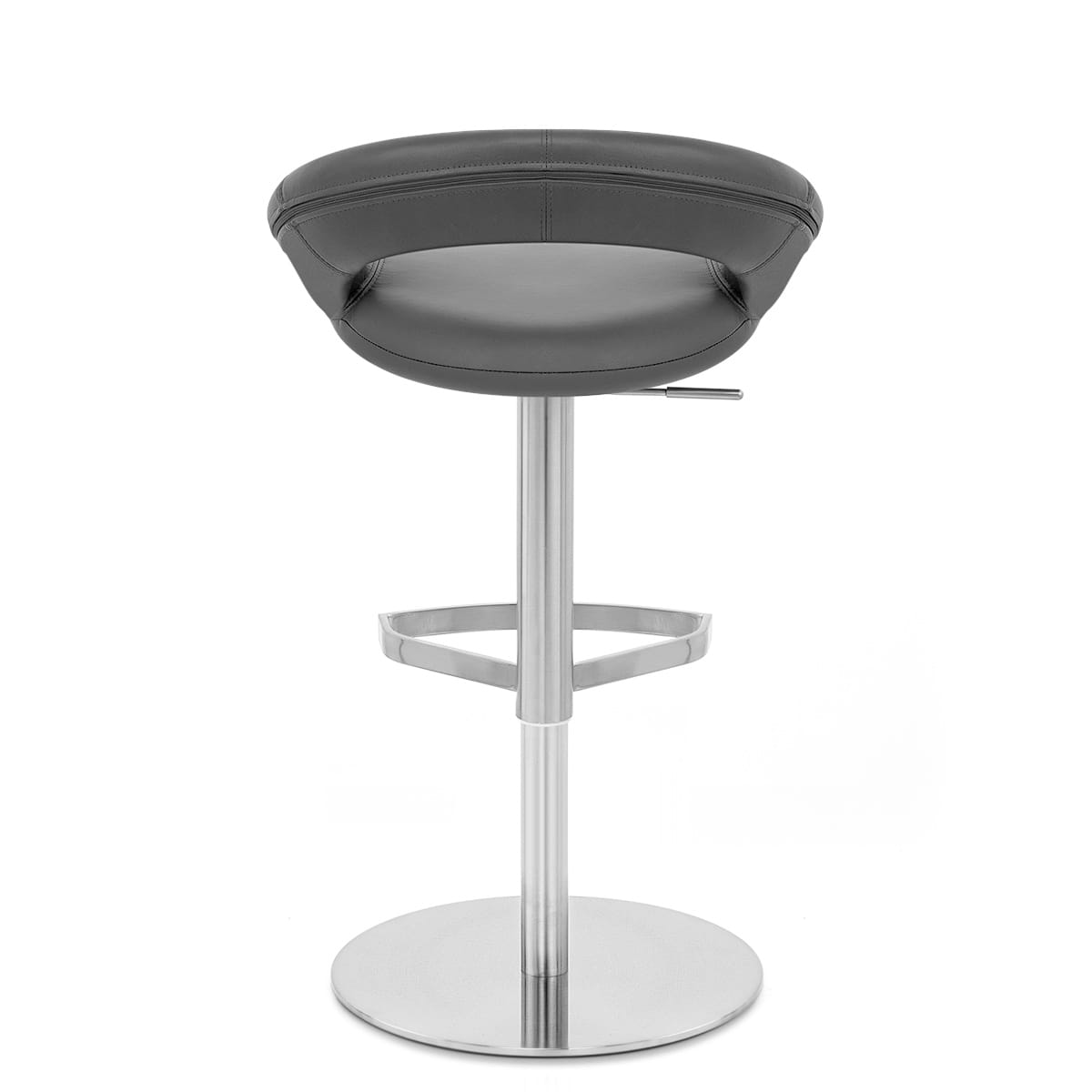 Real Leather Crescent Bar Stool Grey