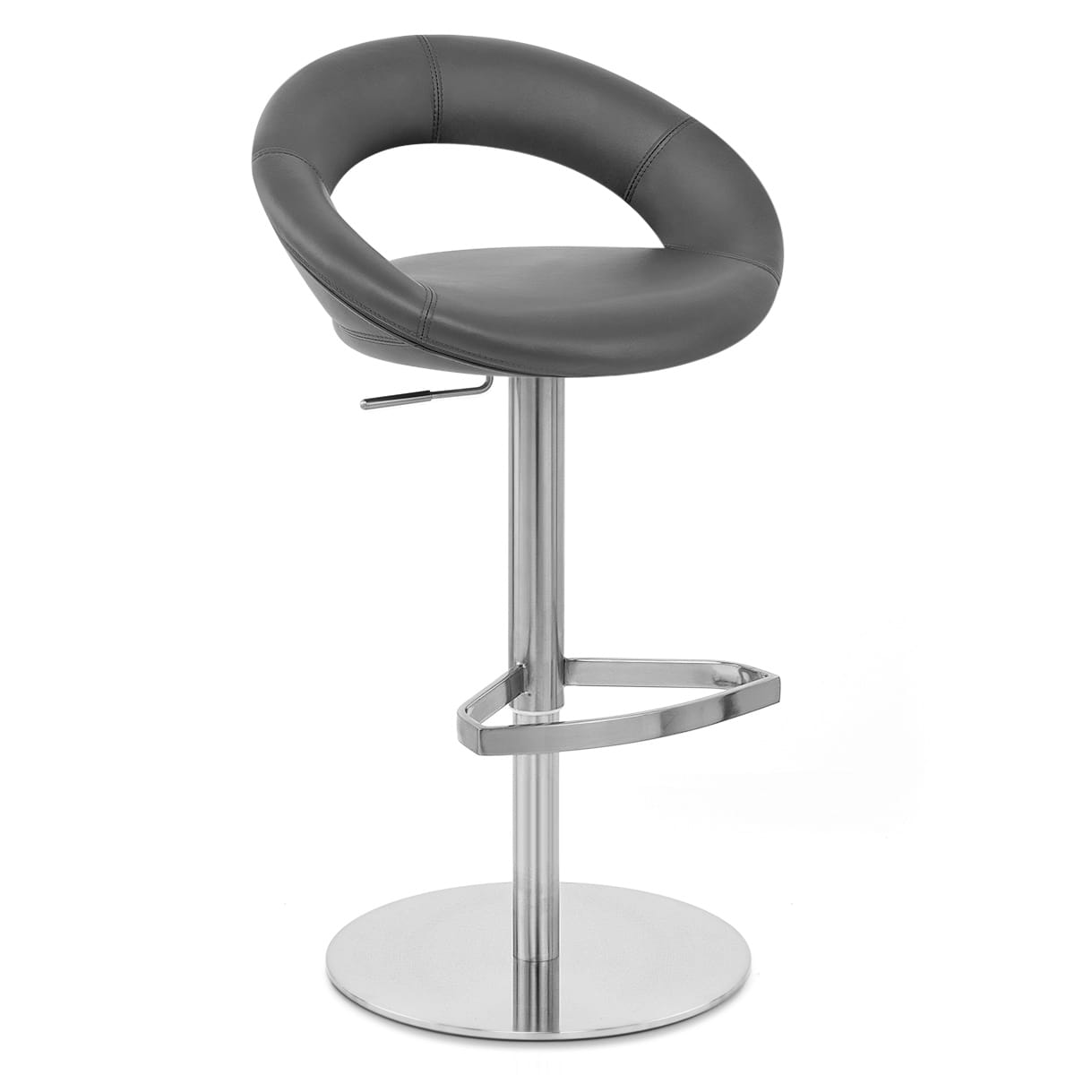 Real Leather Crescent Bar Stool Grey