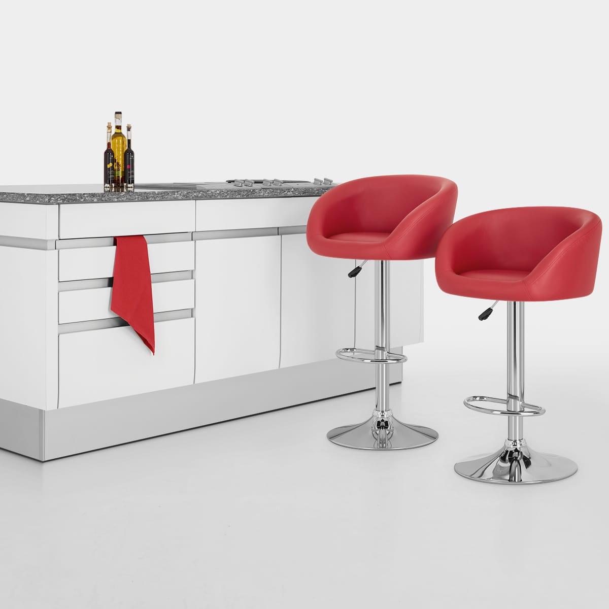 Red Faux Leather Eclipse Stool