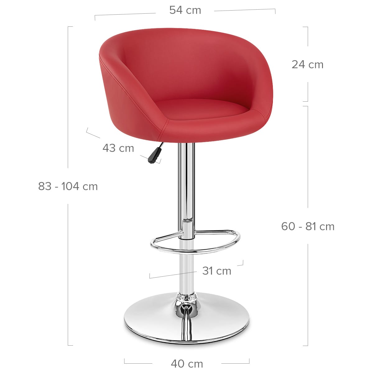 Red Faux Leather Eclipse Stool