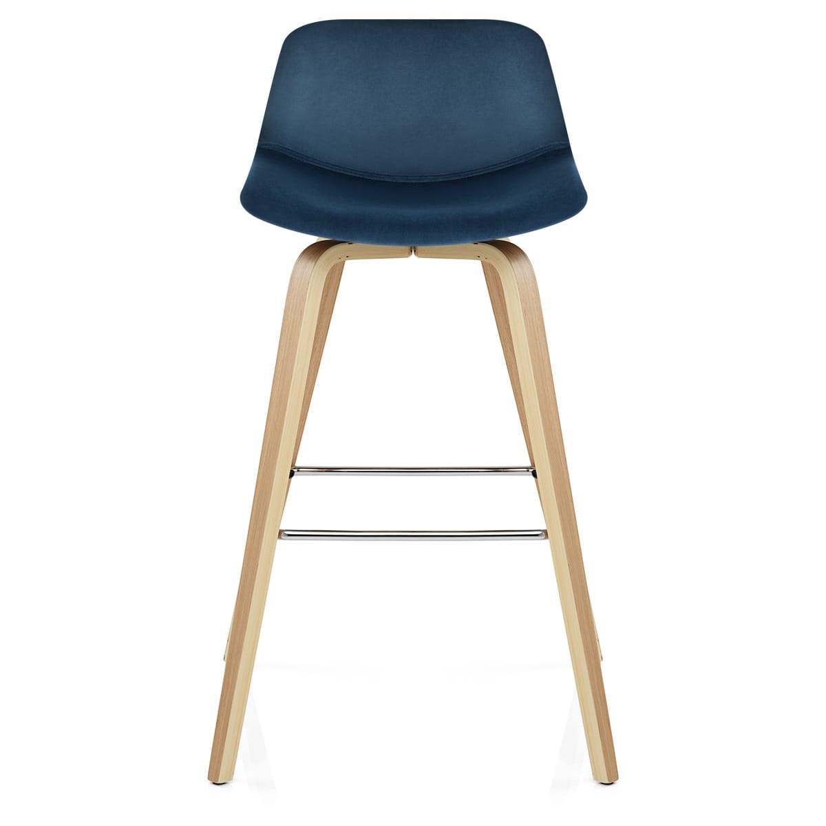 Reef Wooden Stool Blue Velvet