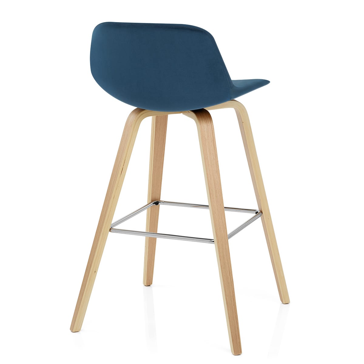 Reef Wooden Stool Blue Velvet