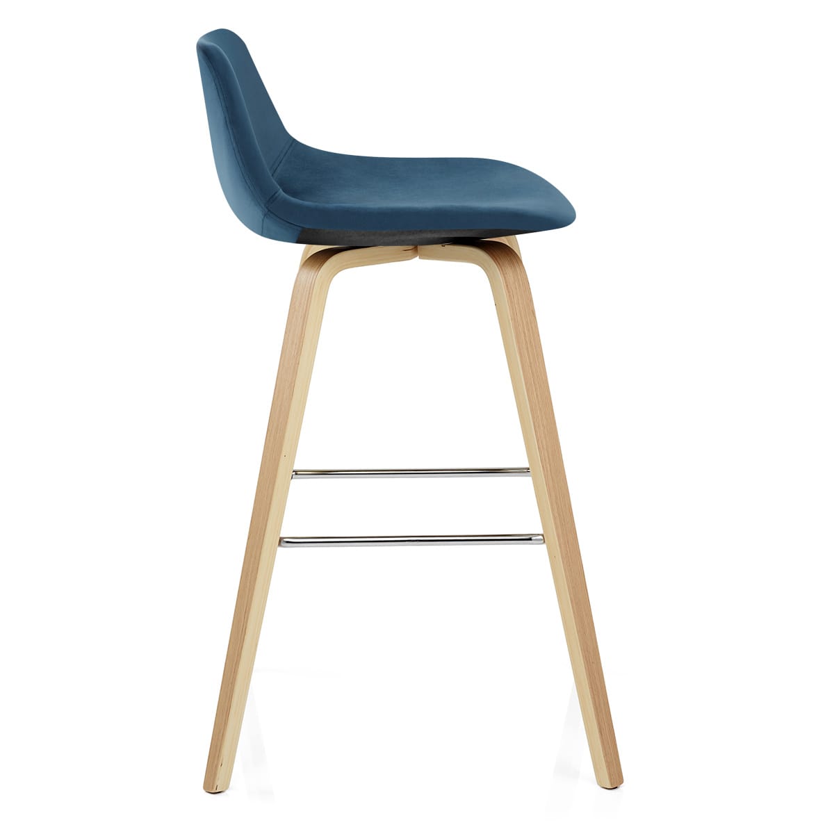 Reef Wooden Stool Blue Velvet
