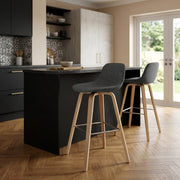 Reef Wooden Stool Charcoal Fabric