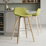 Reef Wooden Stool Green Fabric