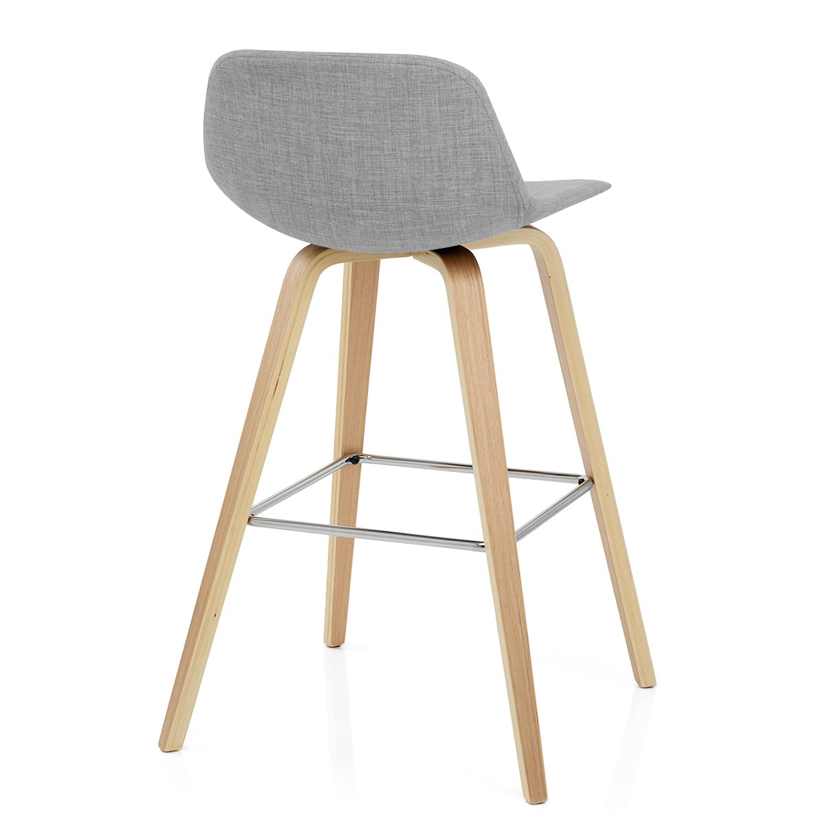 Reef Wooden Stool Grey Fabric