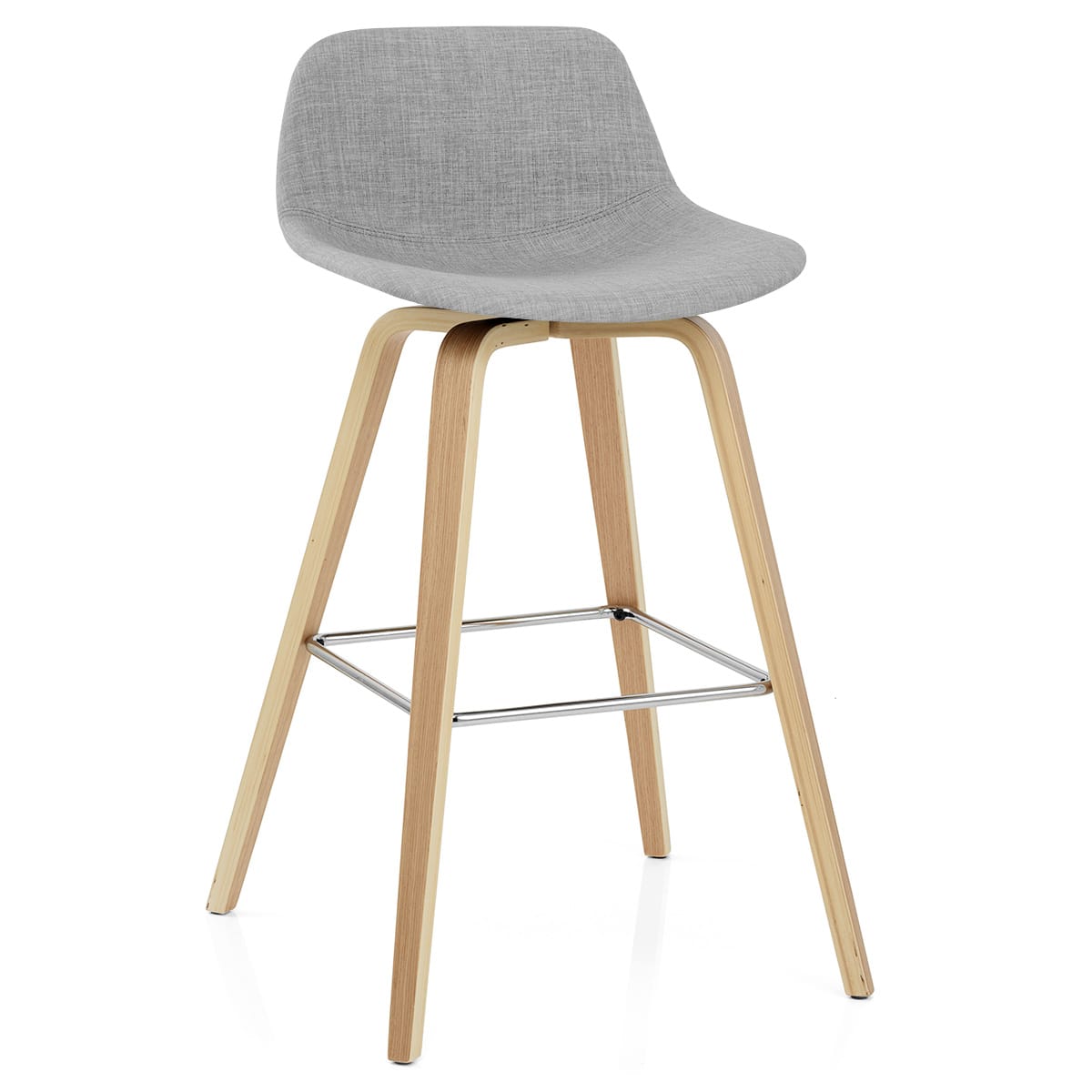 Reef Wooden Stool Grey Fabric