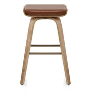 Remy Oak Stool Brown Real Leather