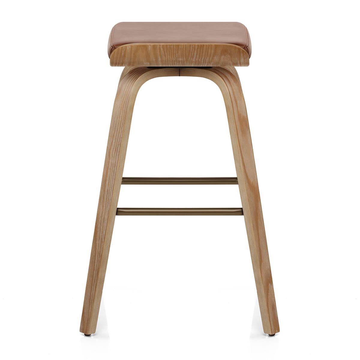 Remy Oak Stool Brown Real Leather