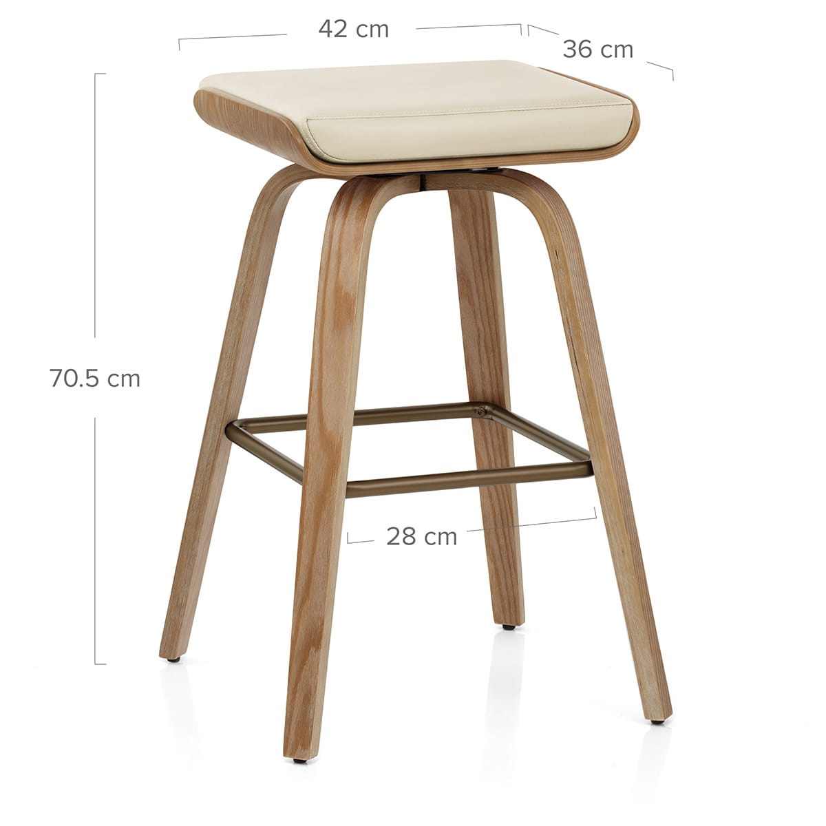 Remy Oak Stool Cream Real Leather