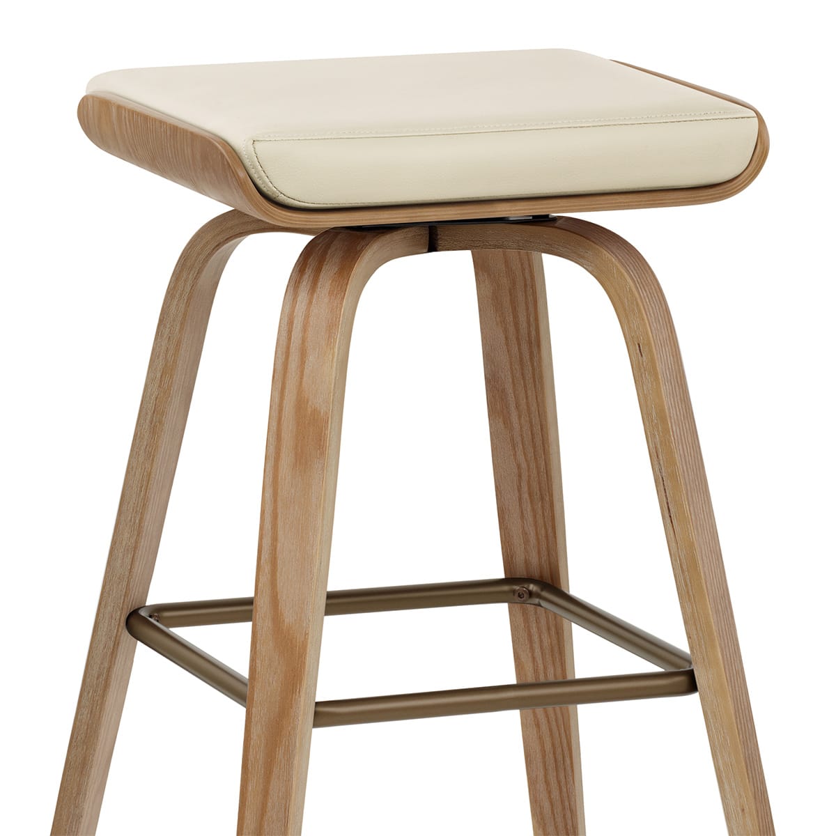 Remy Oak Stool Cream Real Leather