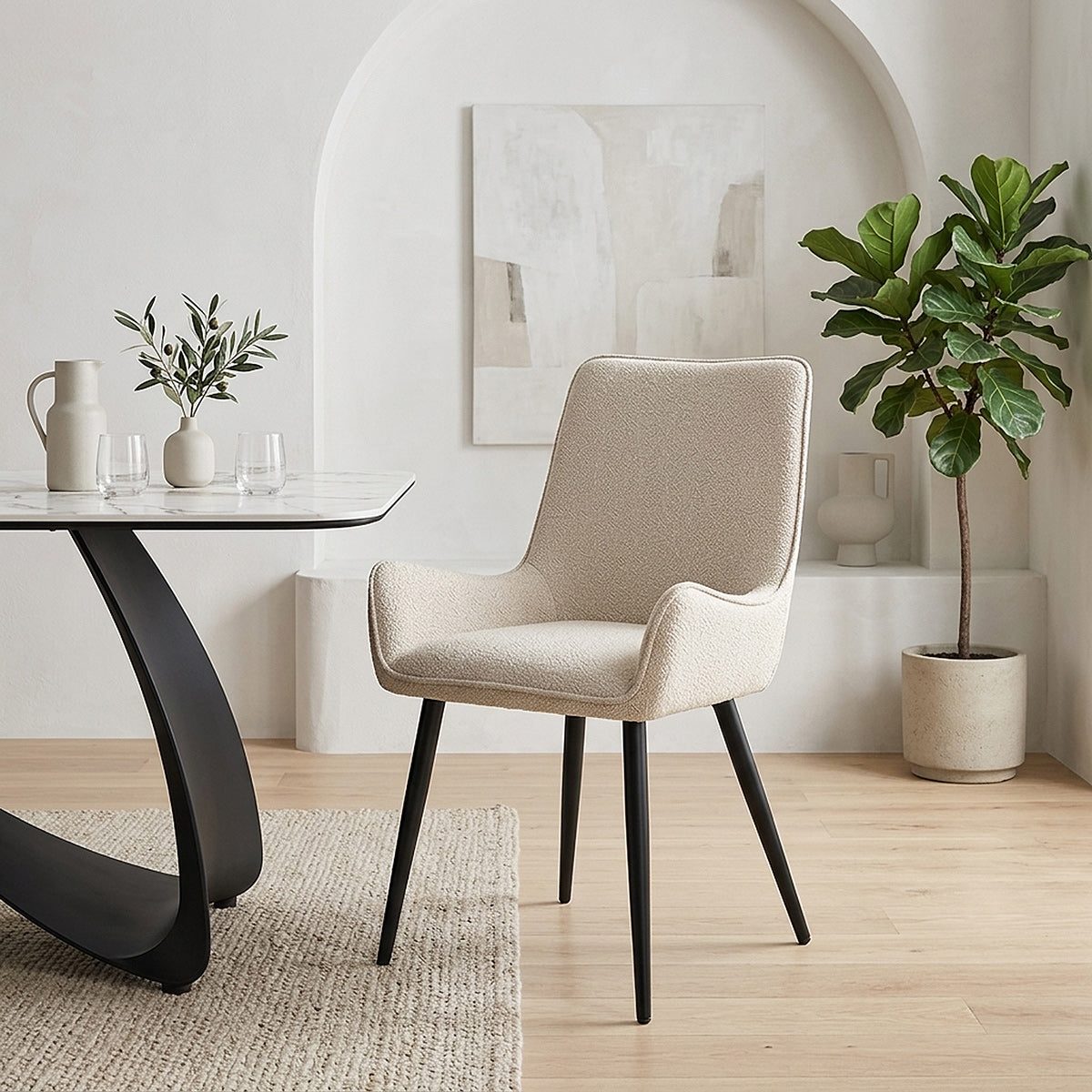 Rene Dining Chair Beige Fabric