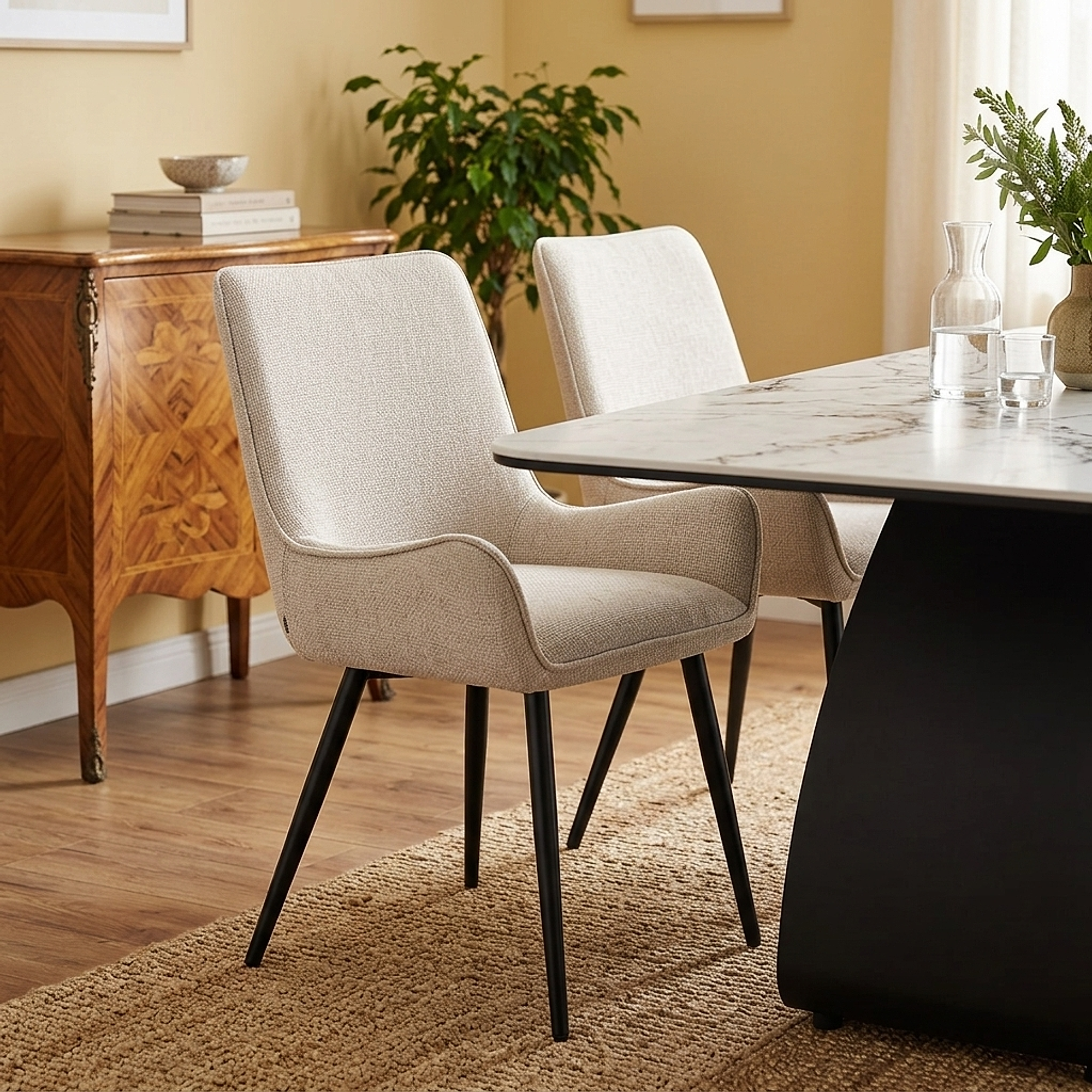Rene Dining Chair Beige Fabric