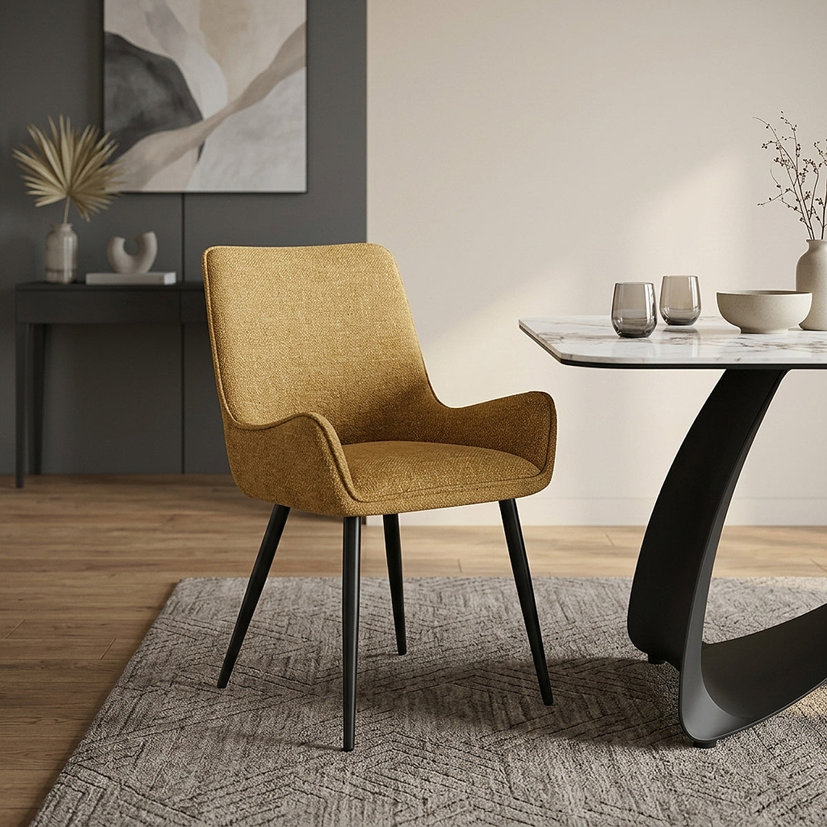 Rene Dining Chair Gold Fabric
