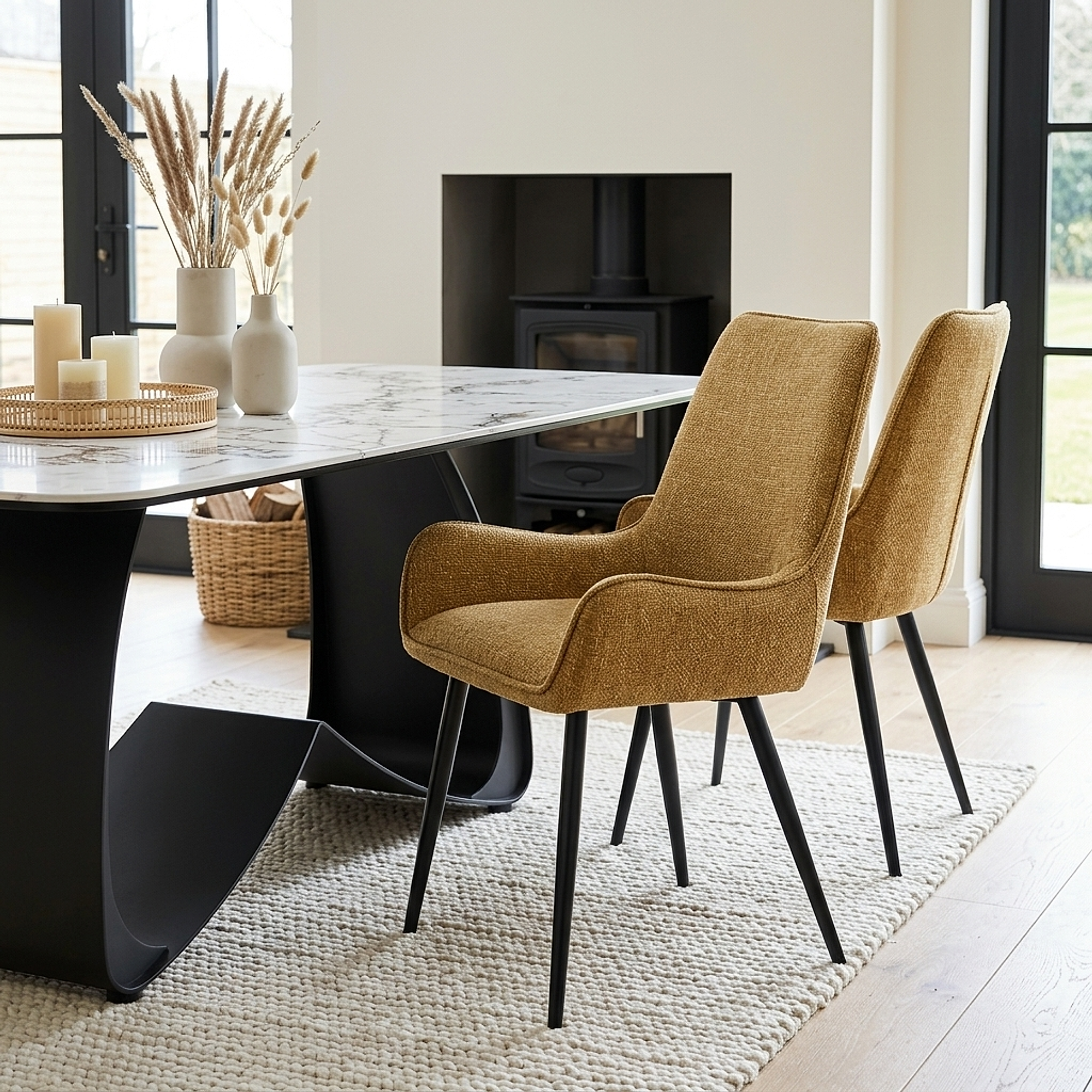 Rene Dining Chair Gold Fabric