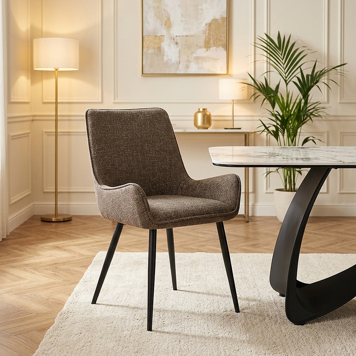 Rene Dining Chair Brown Fabric