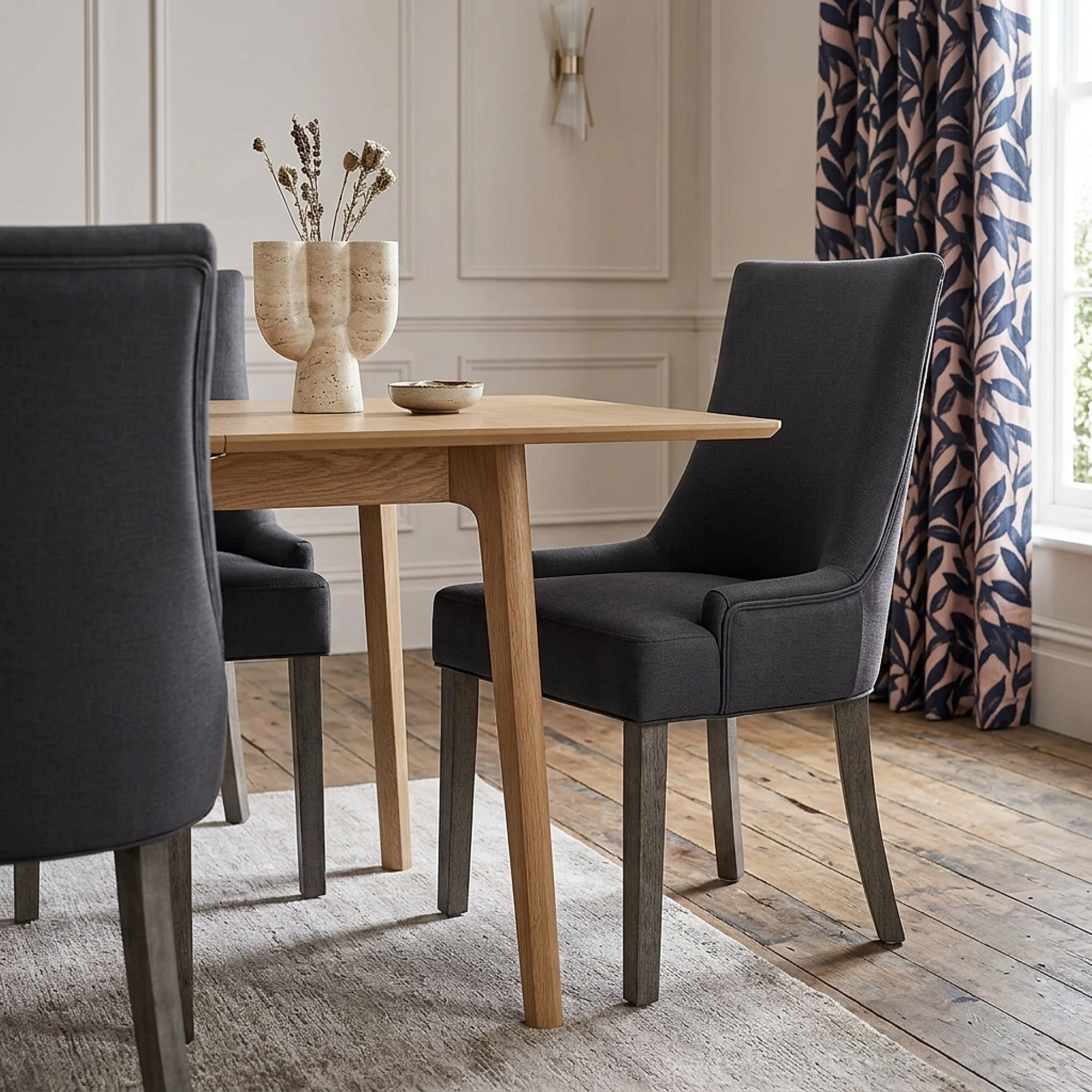 Richmond Grey Oak Chair Charcoal Fabric