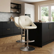 Rico Brushed Steel Stool Cream Eco Leather