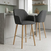 Rio Wooden Stool Charcoal Fabric