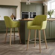 Rio Wooden Stool Green Fabric