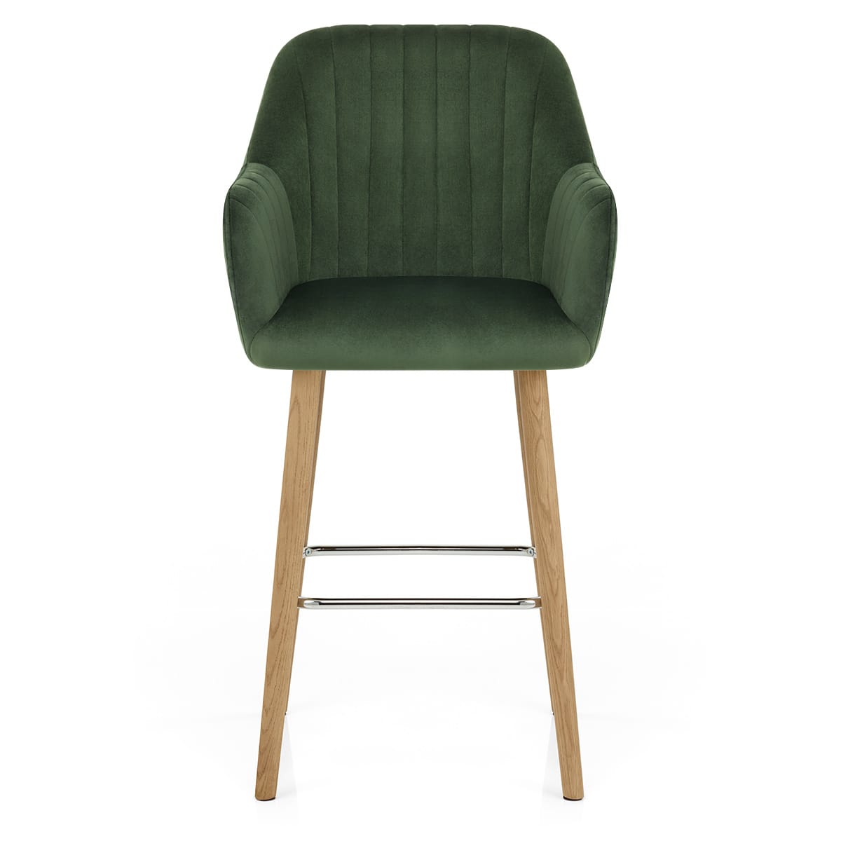 Rio Wooden Stool Green Velvet