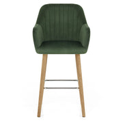 Rio Wooden Stool Green Velvet