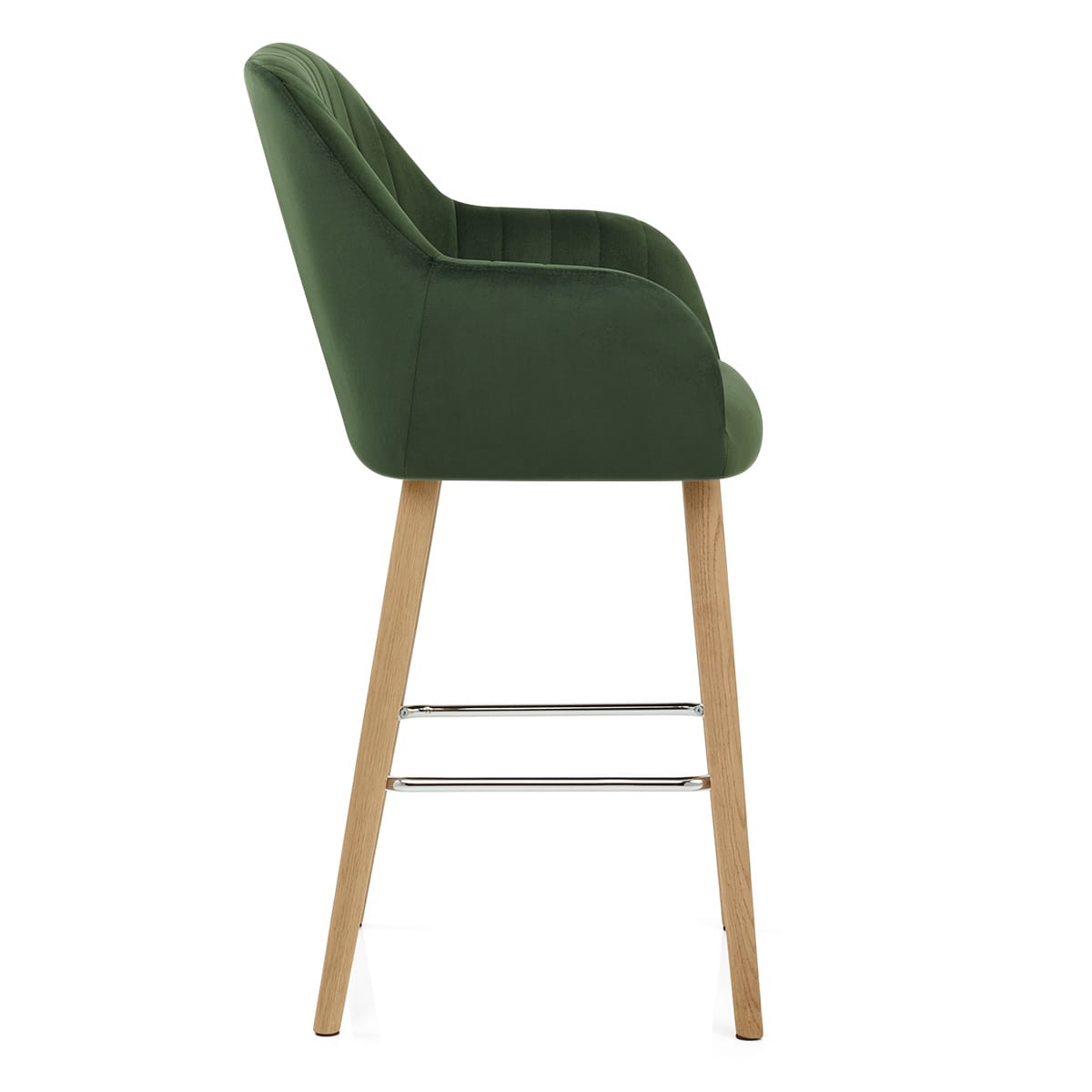 Rio Wooden Stool Green Velvet