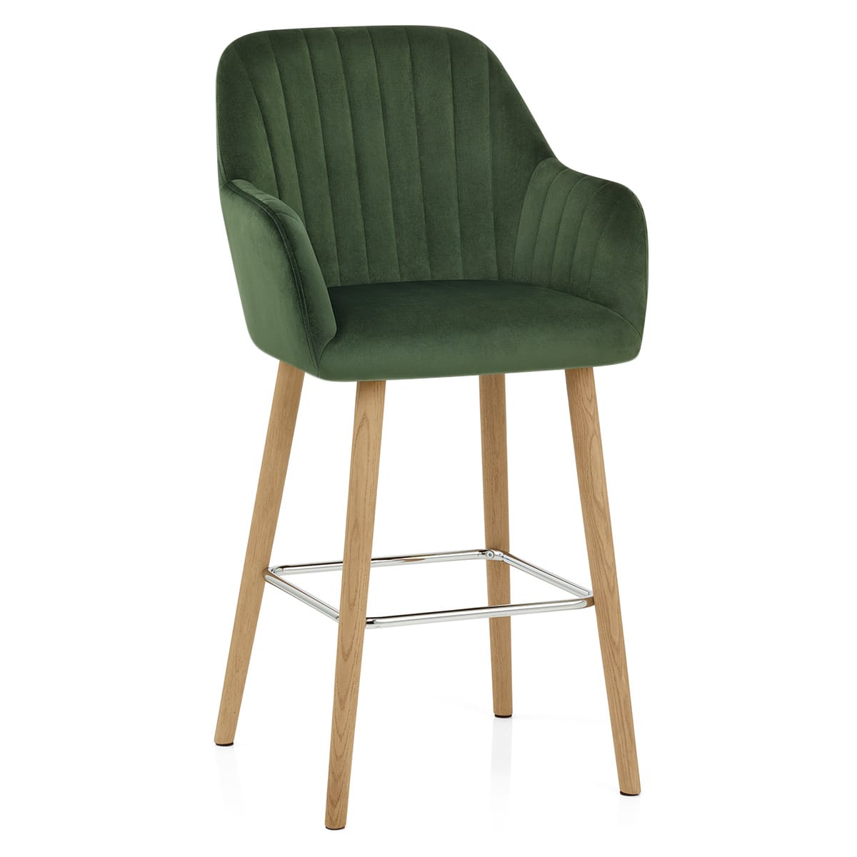Rio Wooden Stool Green Velvet