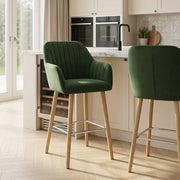 Rio Wooden Stool Green Velvet
