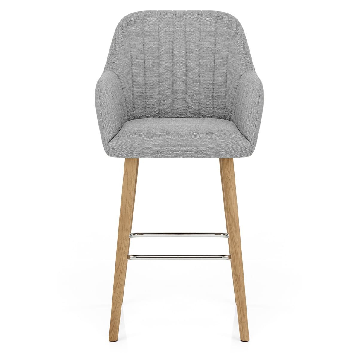 Rio Wooden Stool Grey Fabric