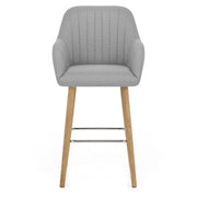 Rio Wooden Stool Grey Fabric