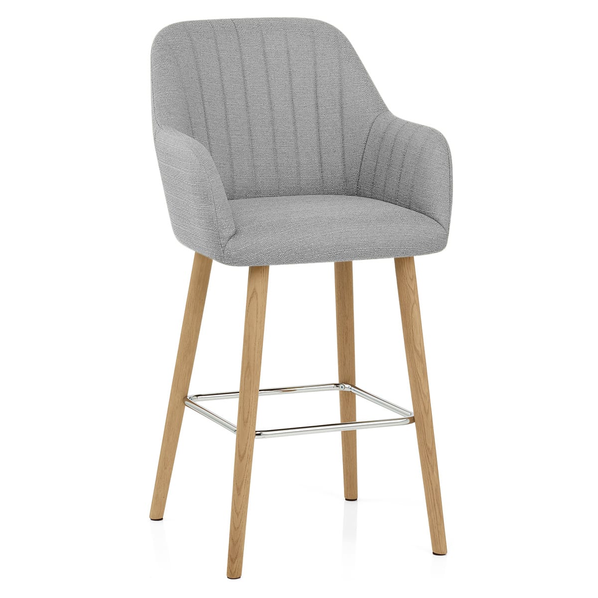 Rio Wooden Stool Grey Fabric
