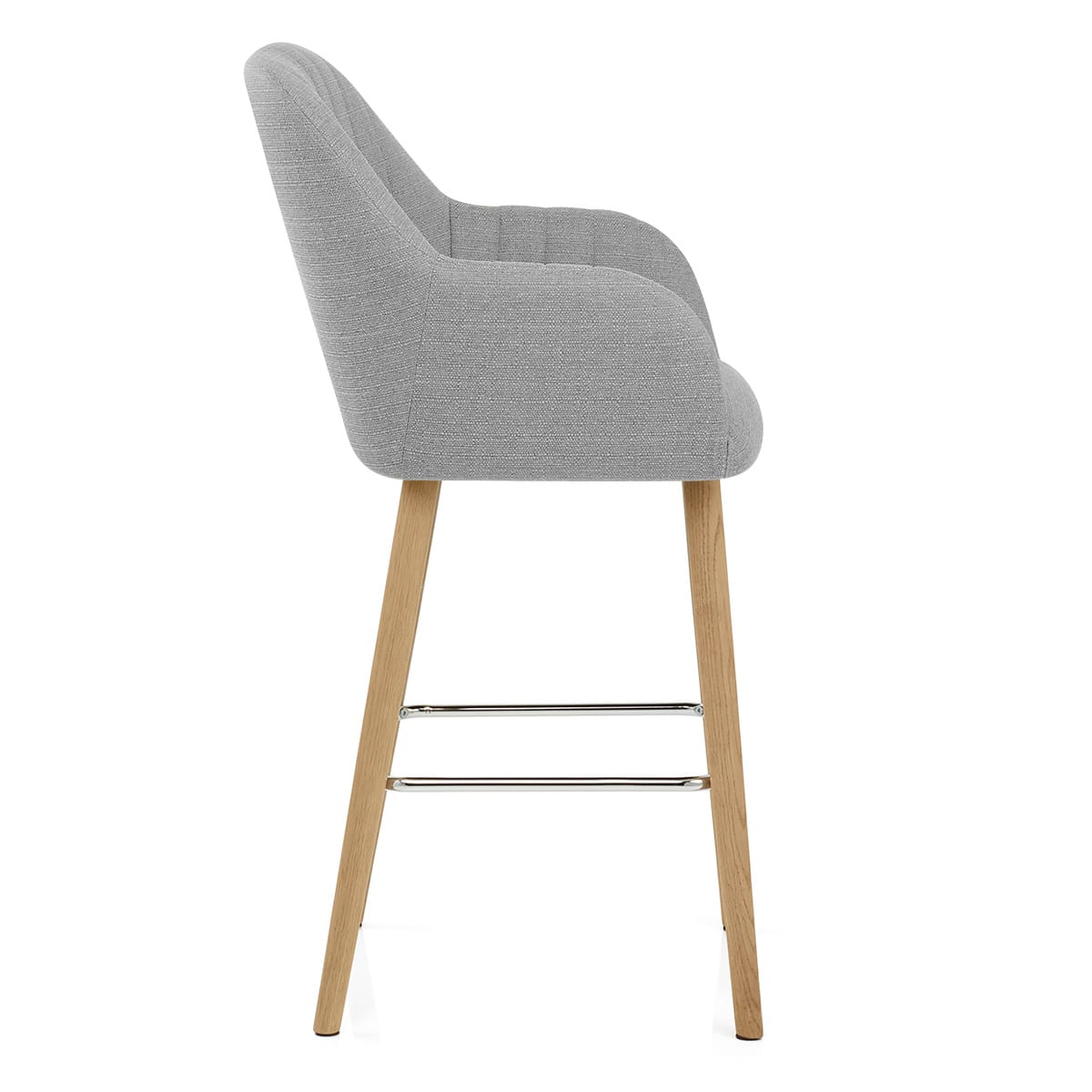 Rio Wooden Stool Grey Fabric