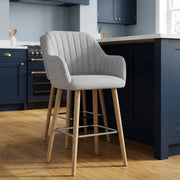 Rio Wooden Stool Grey Fabric