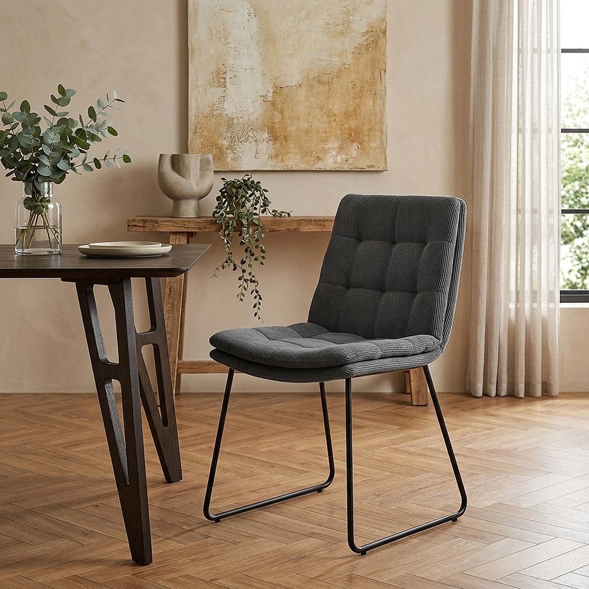Riva Dining Chair Dark Grey Fabric