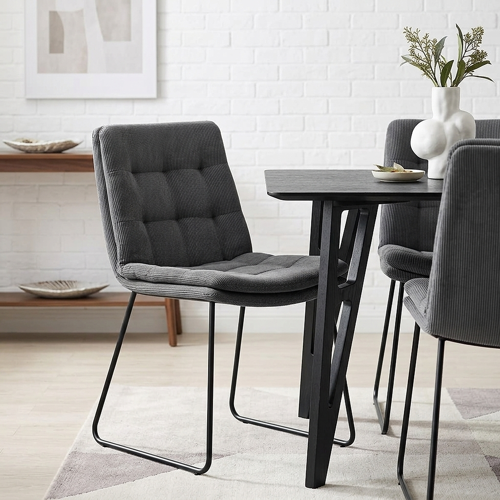 Riva Dining Chair Dark Grey Fabric