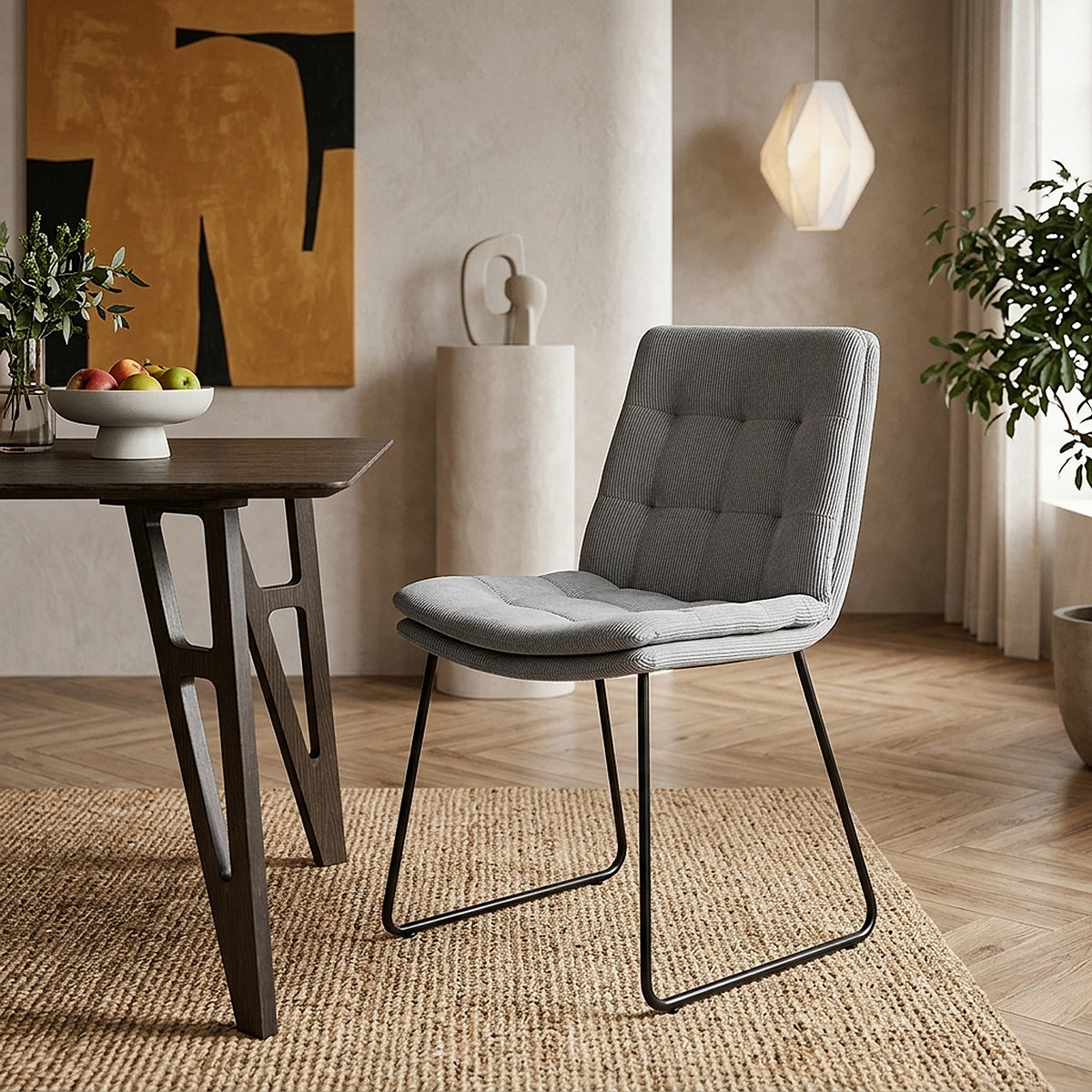 Riva Dining Chair Light Grey Fabric