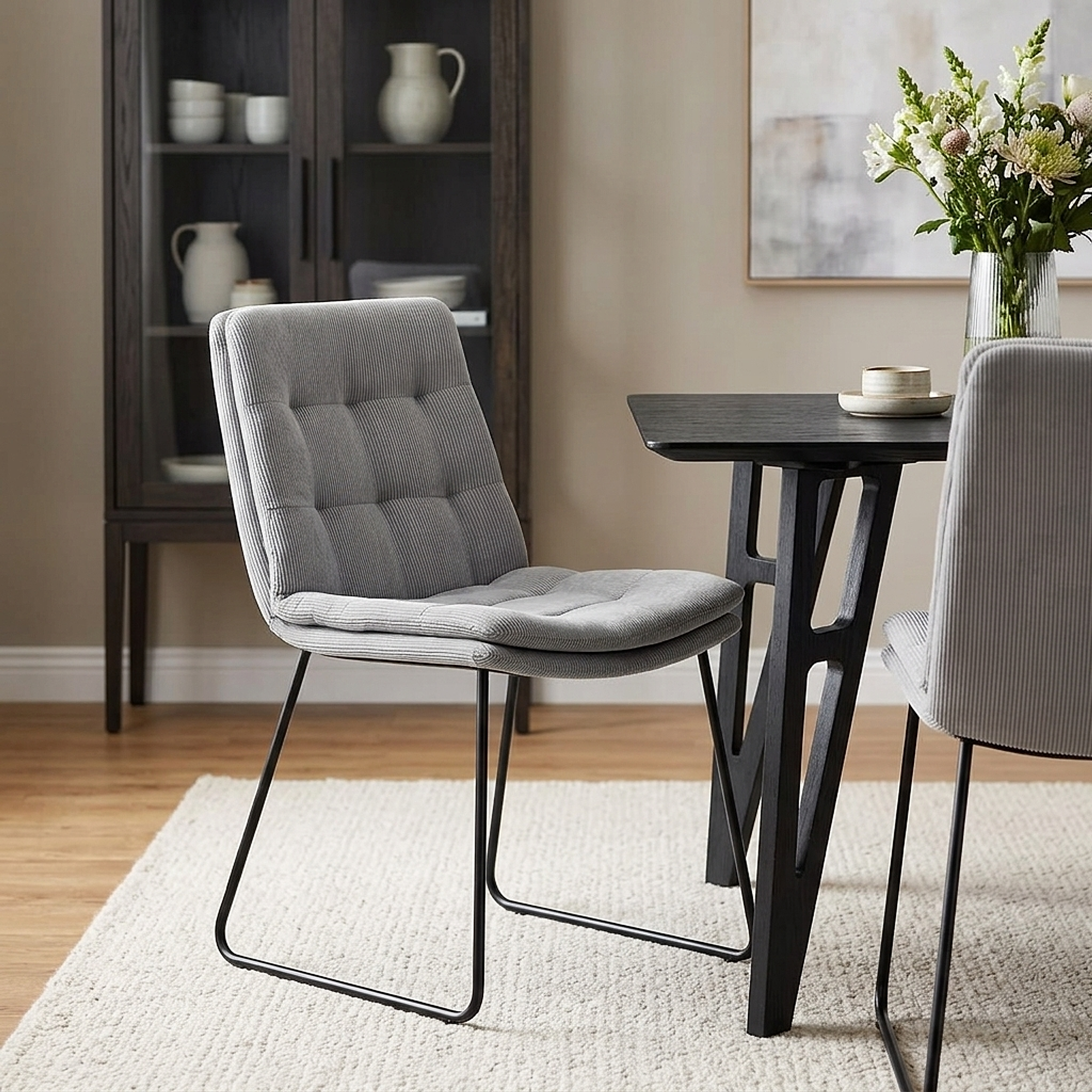 Riva Dining Chair Light Grey Fabric