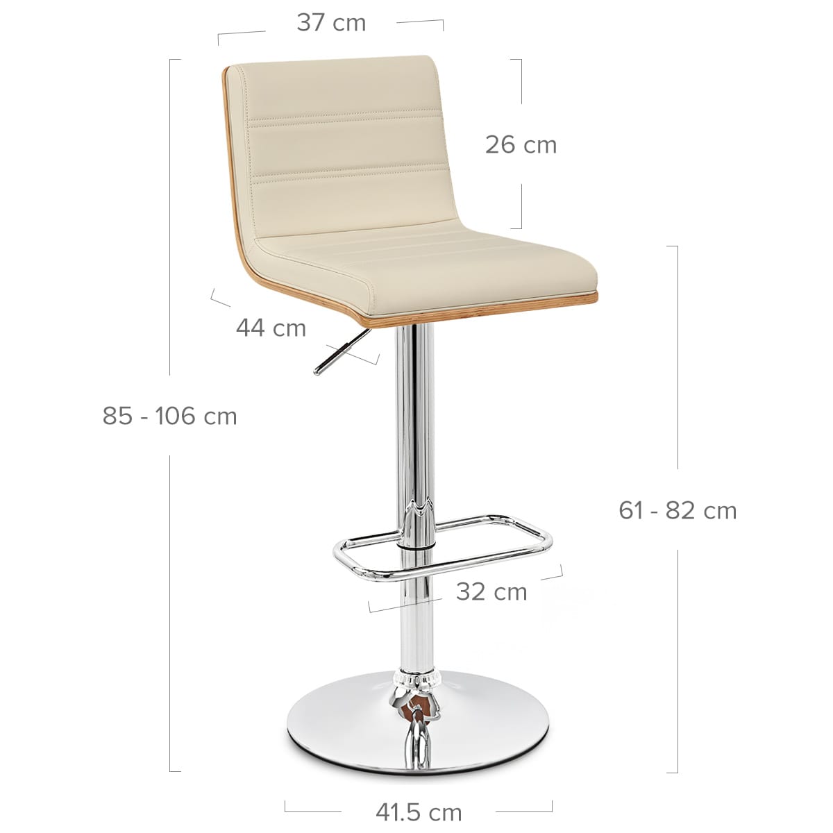 Riviera Walnut Bar Stool Cream