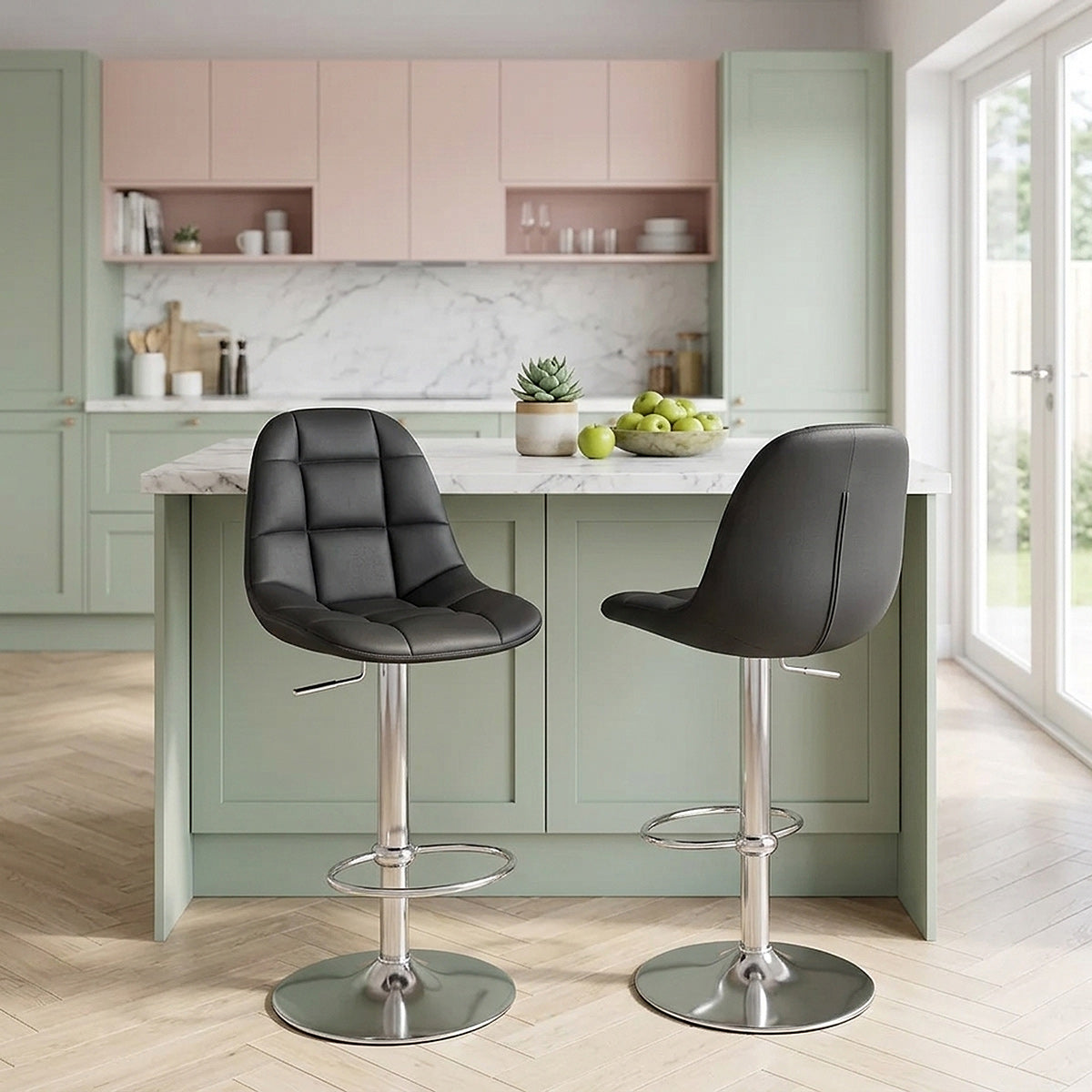Rochelle Brushed Steel Stool Black