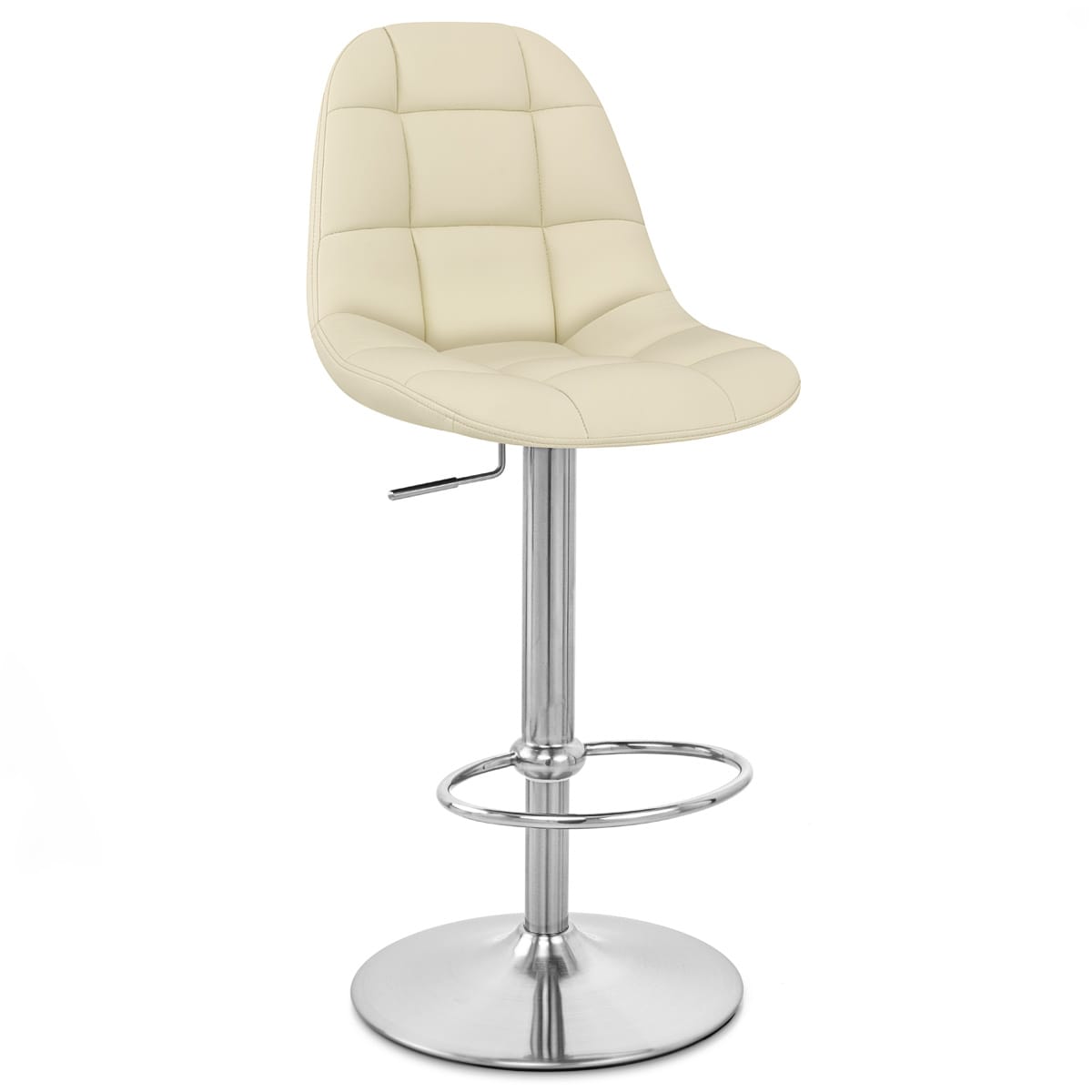Rochelle Brushed Steel Stool Cream