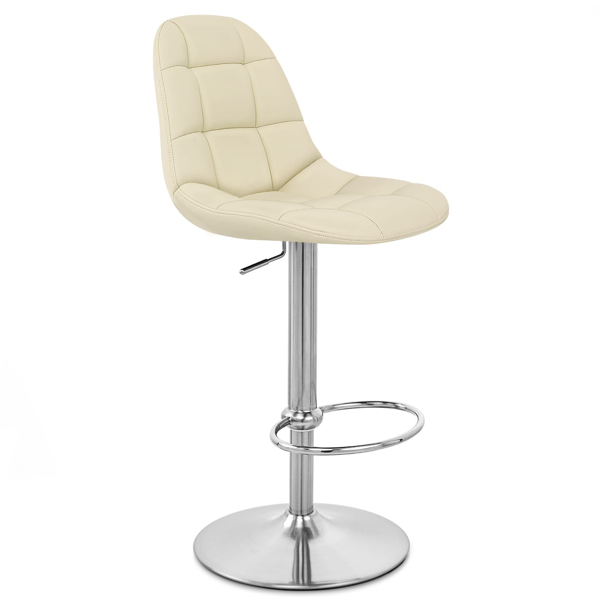 Rochelle Brushed Steel Stool Cream
