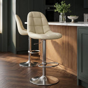Rochelle Brushed Steel Stool Cream