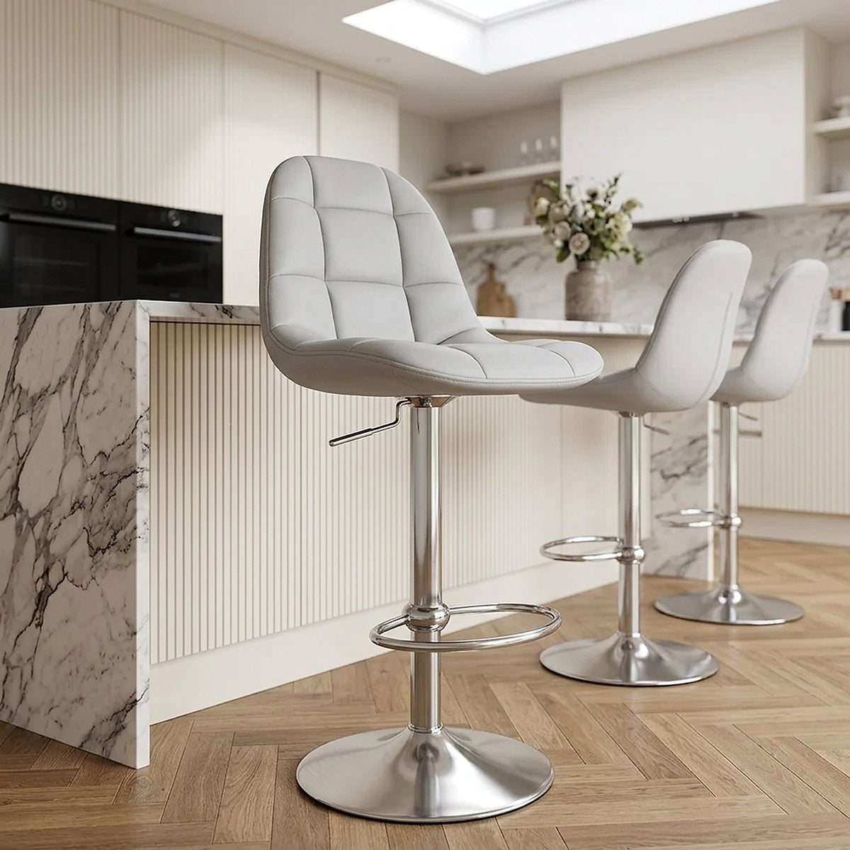 Rochelle Brushed Steel Stool Grey