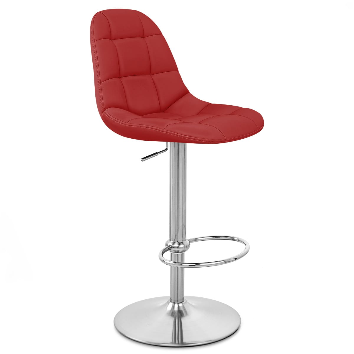 Rochelle Brushed Steel Stool Red