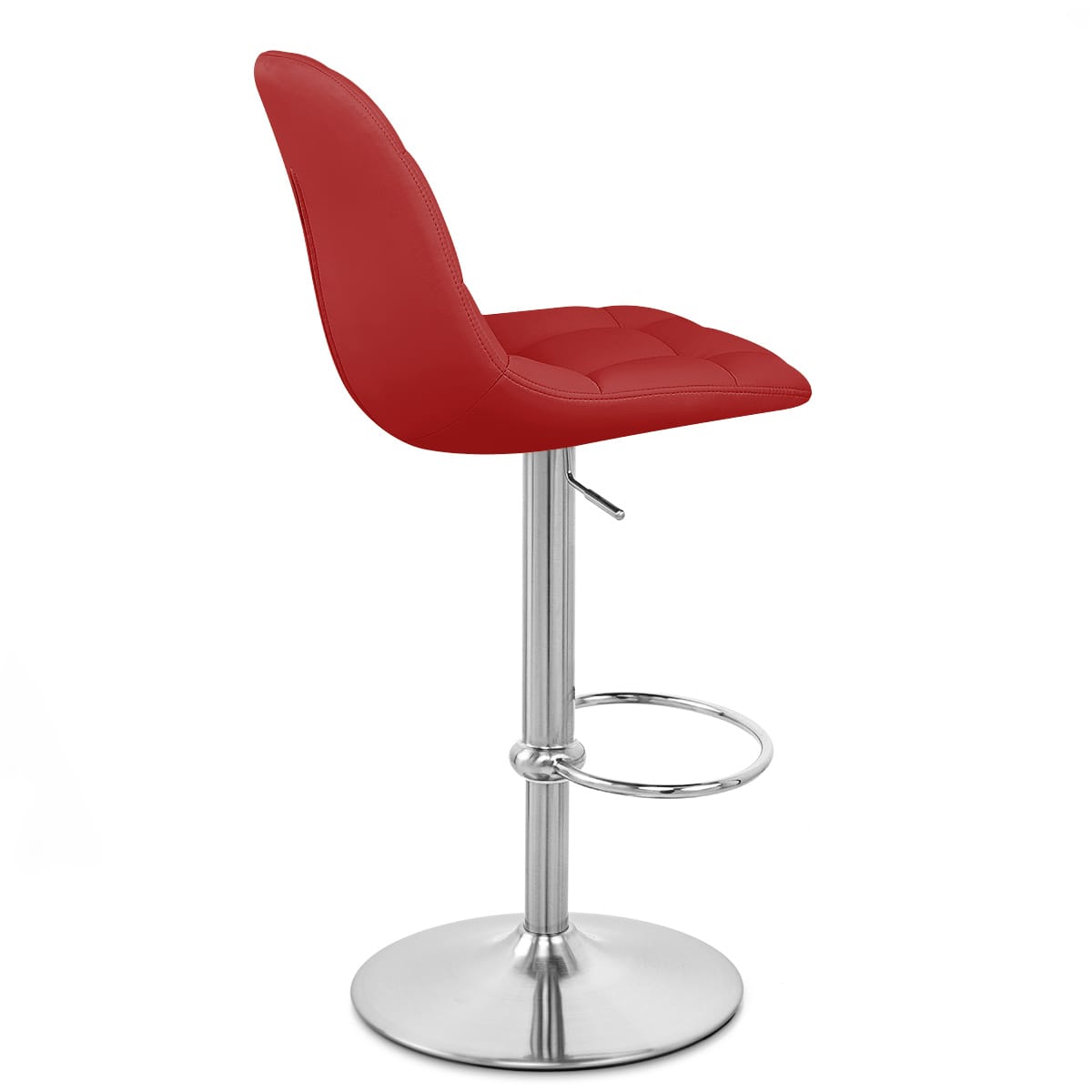Rochelle Brushed Steel Stool Red