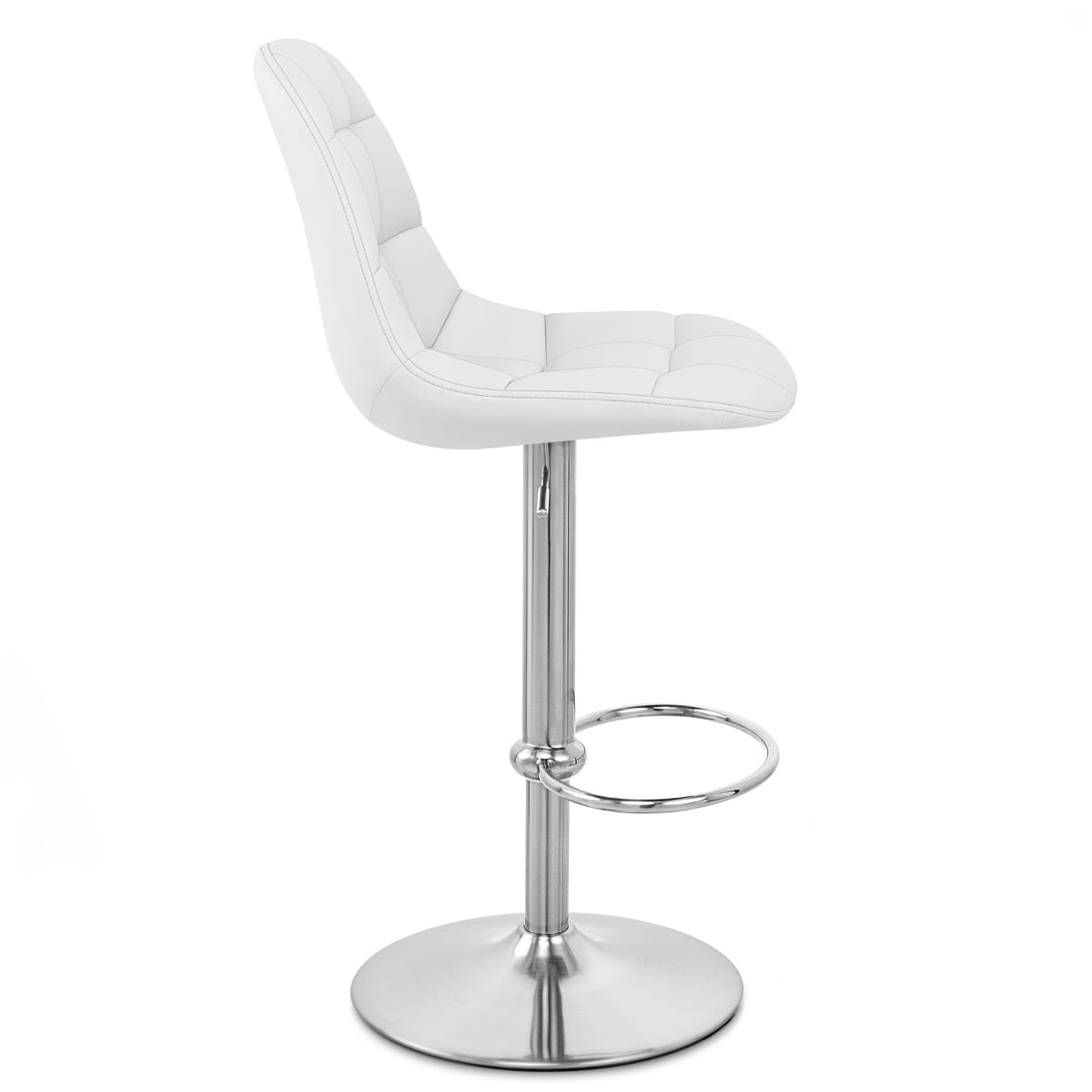 Rochelle Brushed Steel Stool White